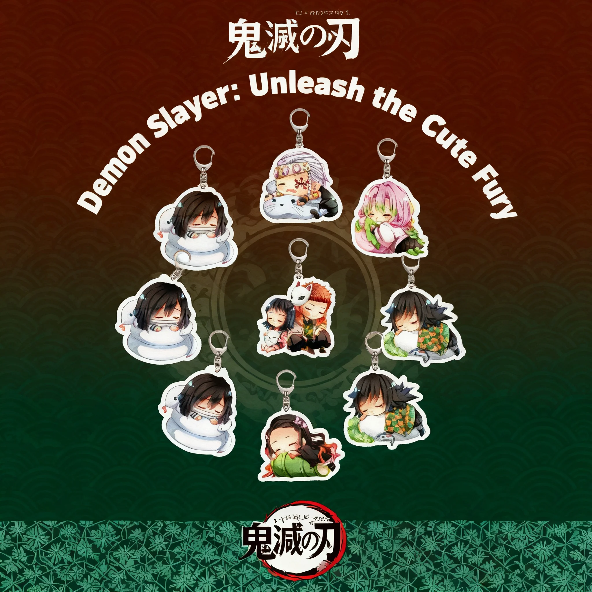 

Demon Slayer Acrylic Keychain Tanjiro Nezuko Zenitsu Inosuke Anime Keychain Charm Pendant