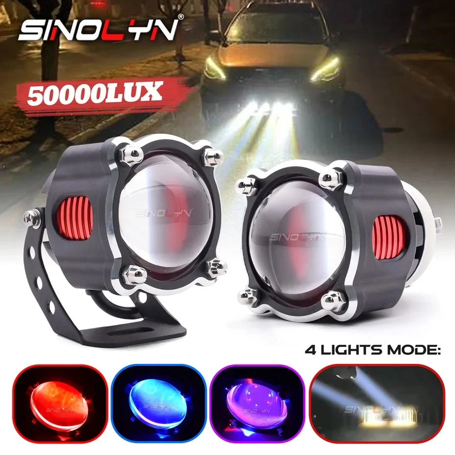 

Sinolyn 50000LM LED High Beam Lenses For Headlights Spotlights Multicolor Devil Eyes 6000K LED Lights Projector Car Motorcycle