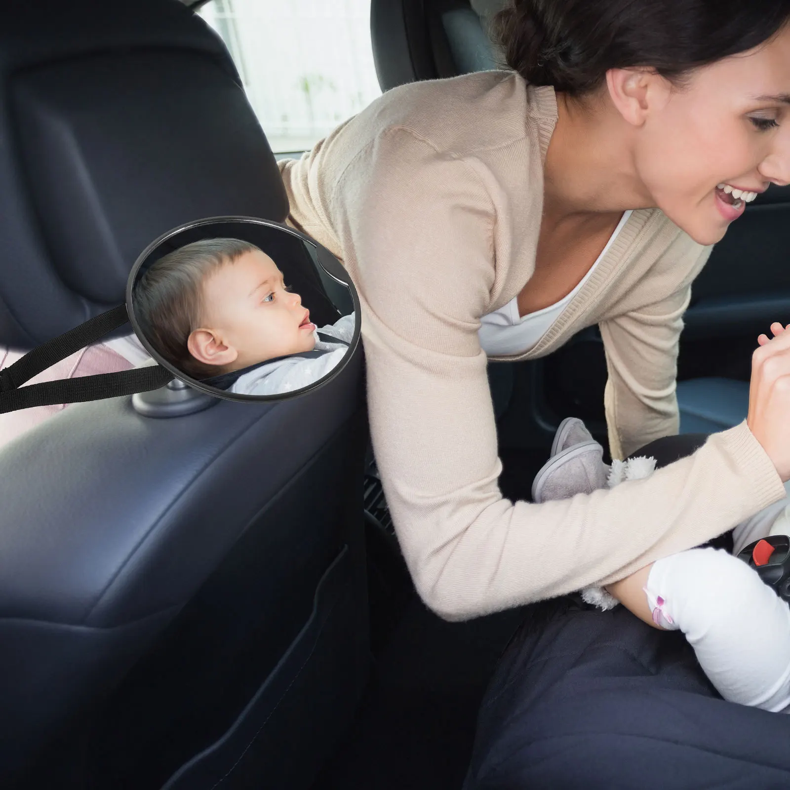 مرآة السيارة للمقعد الخلفي بتصميم رؤية واسعة، سهلة التركيب على مرآة مراقبة السلامة الداخلية للسيارة للمقعد الخلفي