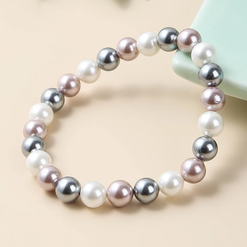 JD High Quality Natural Color Pearl Bead Round Baroque 6-12mm Pearls 7A Gray Purple Mixed Shell Pearl Bracelet for Jewelry Gift