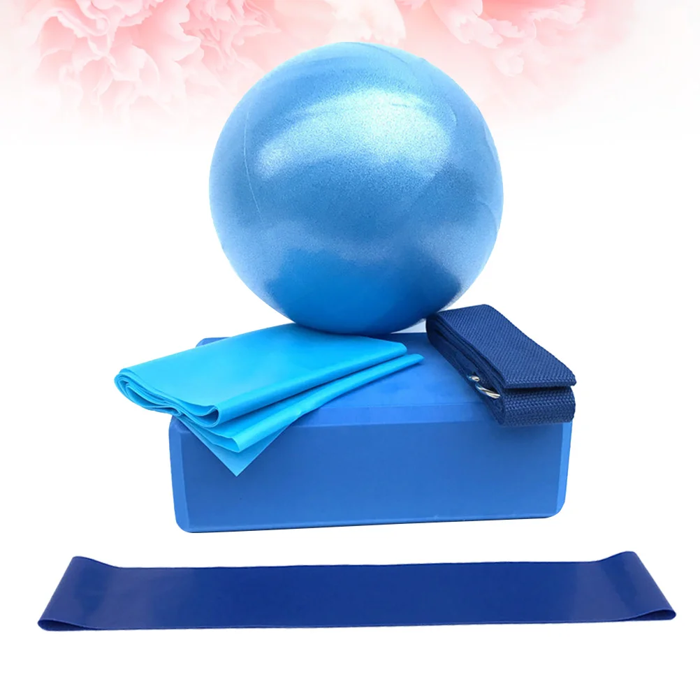 

5pcs Home Fitness Yoga Ball Yoga Tension Band Sports Accessory Home Sports Supplies (Blue, Yoga Ball, Yoga Brick, Latex
