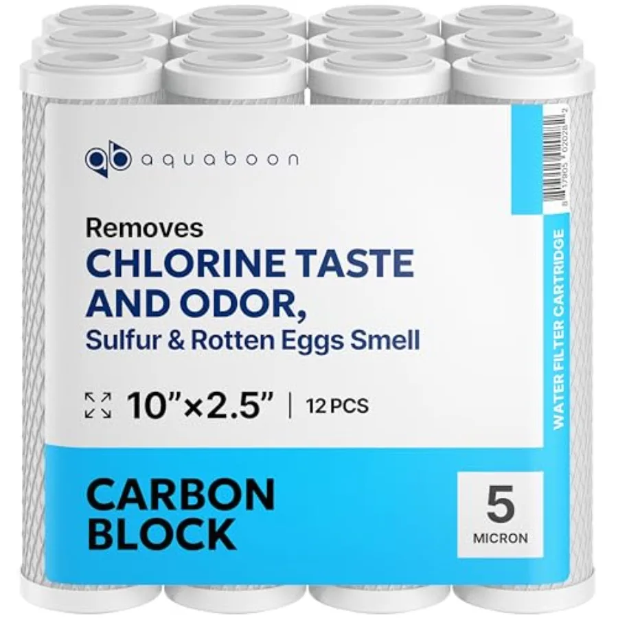 

5 Micron 10 x.5 Carbon Block Water Filter Cartridge CTO Whole House Water Filter Replacement Compatible with WHKF-WHWC FXWTC -P