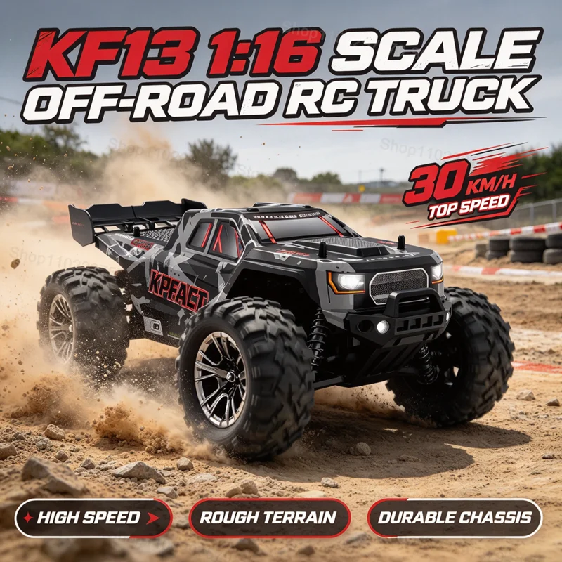 New 1/16 4WD KF13 RC Monster Truck 30KM/H High Speed Offroad Car 1500mAh Battery 2.4G Shockproof Remote Control Racing Hobby Toy