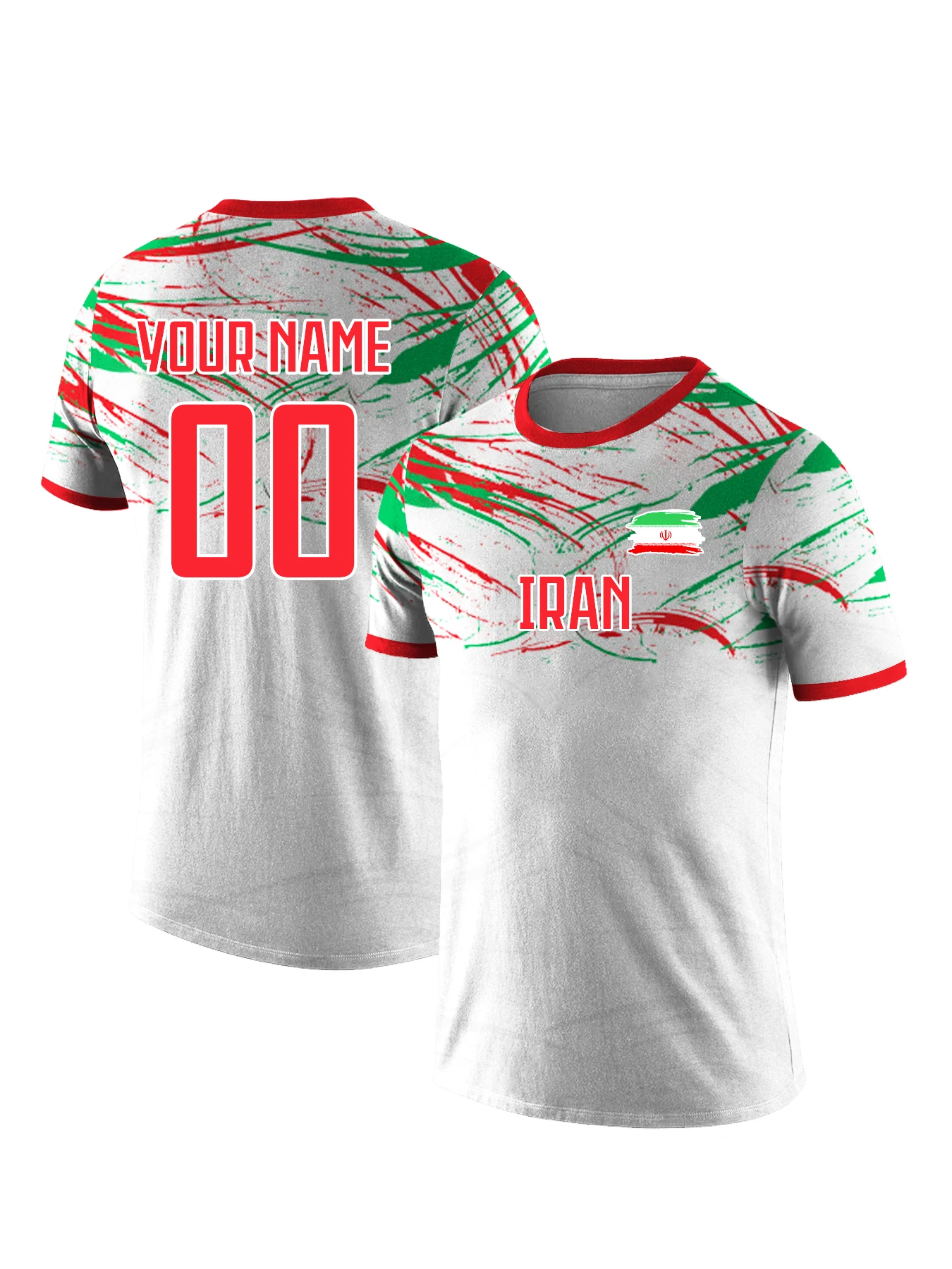 Customized Iran National Team Soccer T-shirt for Men Personalized Name Number Football Shirt, Breathable Quick Dry Sportswear