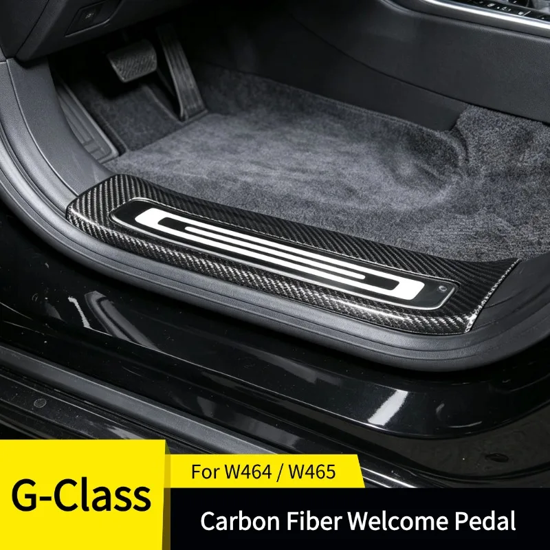 Carbon Fiber Welcome Pedal Door Sill Plate Protector For Mercedes-Benz G Class W464 W465 G350 G400 G500 G450 G63 2019-2026 Model