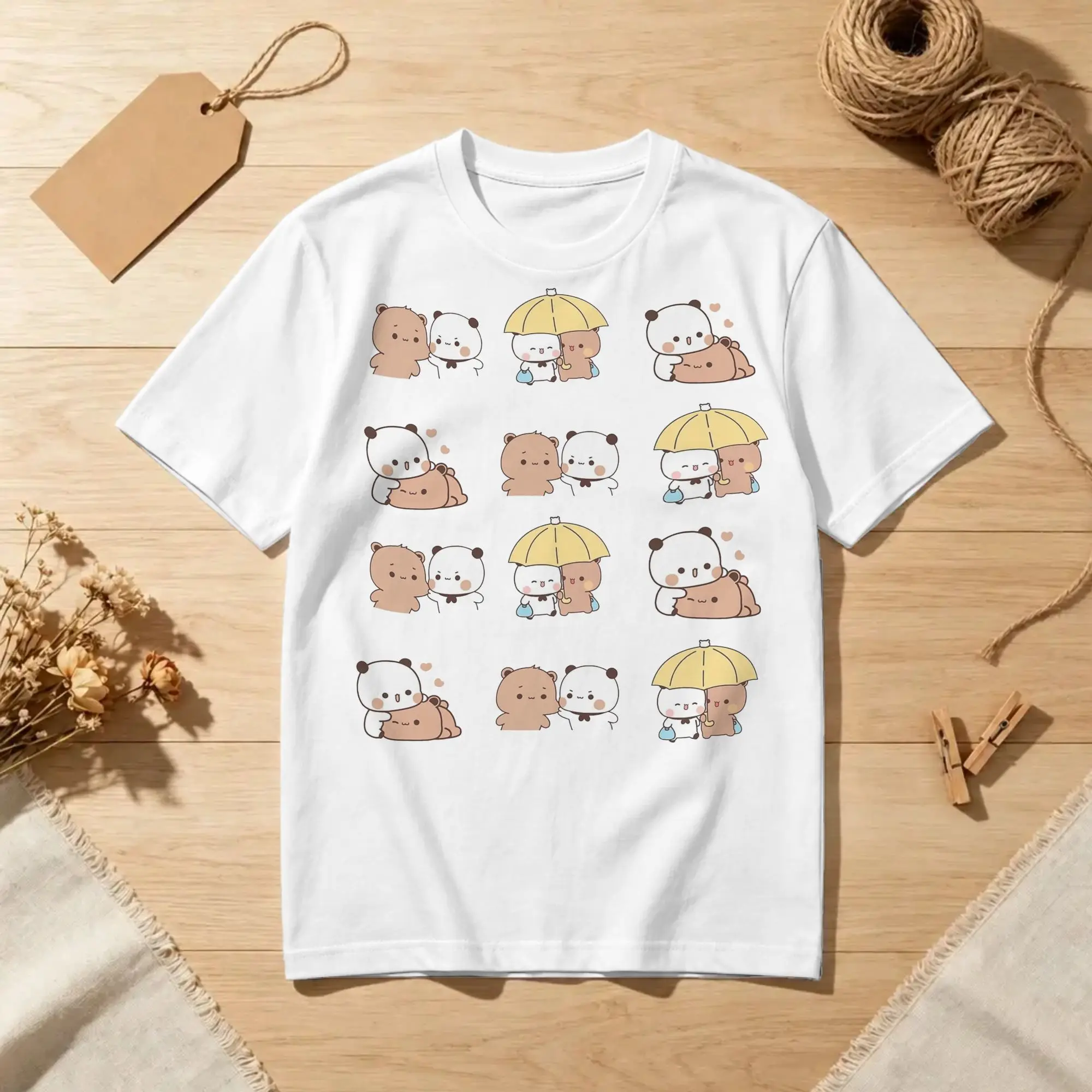 Men Women's Bubu Dudu Cartoon T Shirt Panda Bear 100% Cotton Clothing Short Sleeve Round Collar Tee Shirt Plus Size T-Shirts