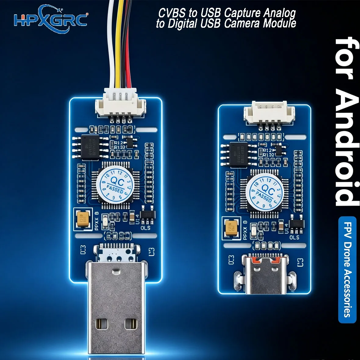 HPXGRC CVBS to USB Capture Analog to Digital USB Camera Module UVC Driver-Free for Android Plug & Play For FPV Drone Accessories