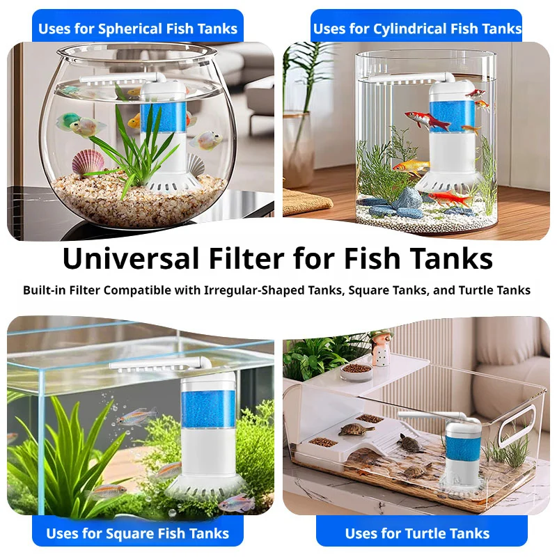 3-In-1 Aquarium Filter Pump, Suitable For Irregularly Shaped And Mini Aquariums; Operates At Low Water Levels; 220v–240v - view 5