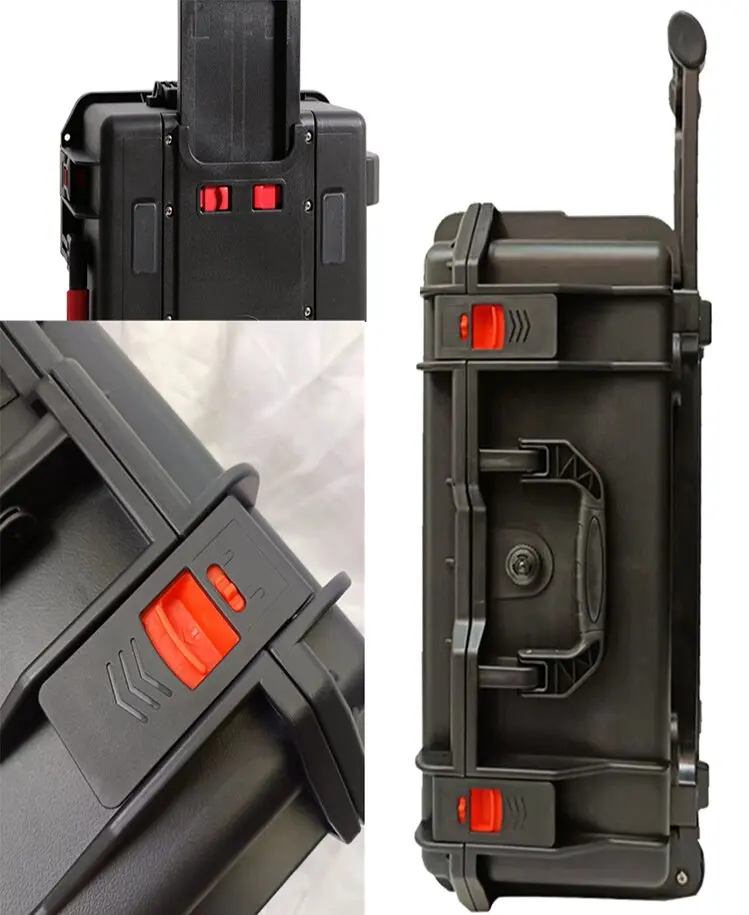 Large capacity pull rod toolbox waterproof hard case with foam storage box safety trolley organizer tool box pelican case