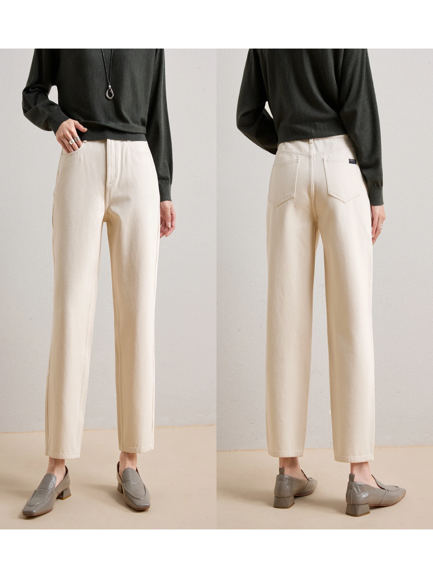 

Джинсы ChangDX свободного кроя Thi Dad с высокой талией, смесь хлопка, модные, более высокие, иллюзии, осенний сезон, женские, чистый цвет