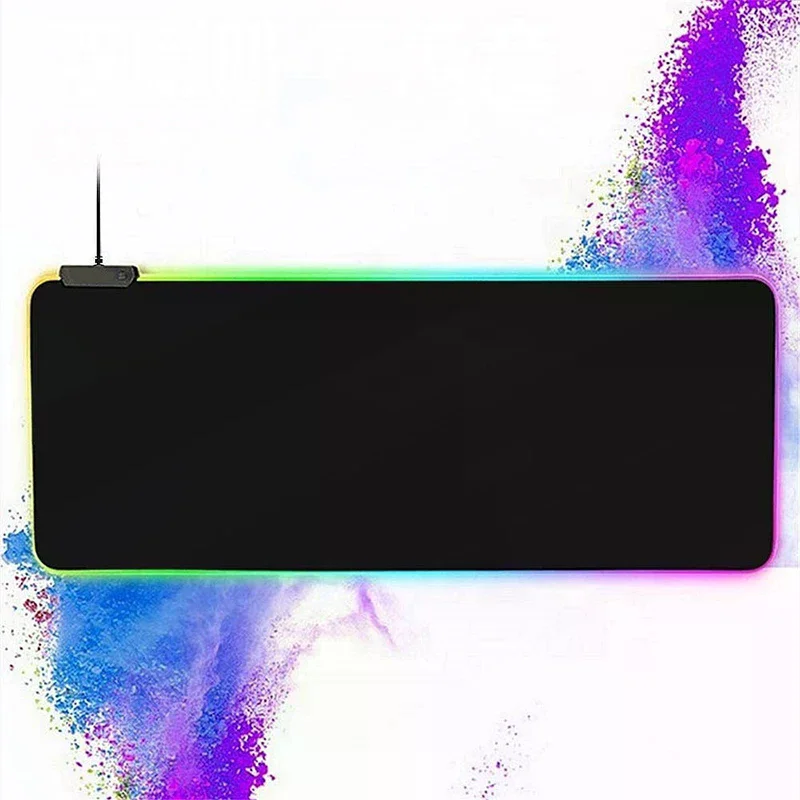 rgb-発光ピュアブラックマウスパッド厚みのあるマウスパッド大型テーブルパッド暗号化された滑り止めクール特大eスポーツゲームオフィス