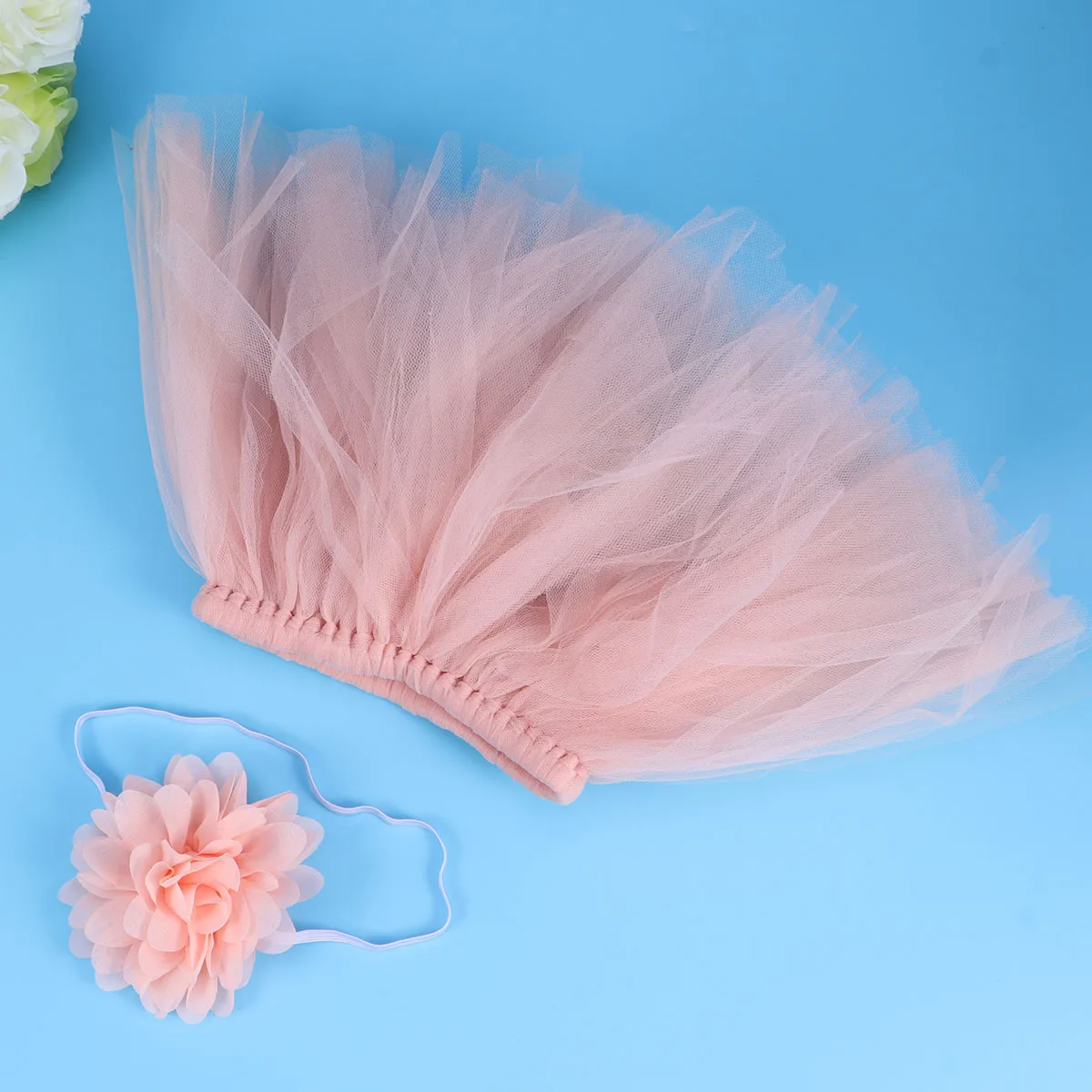 

Girls Mini Tutu Skirt Elastic Waistb Lightweight Polyester Photography Dress newborn Pink Layered Tulle Bubble