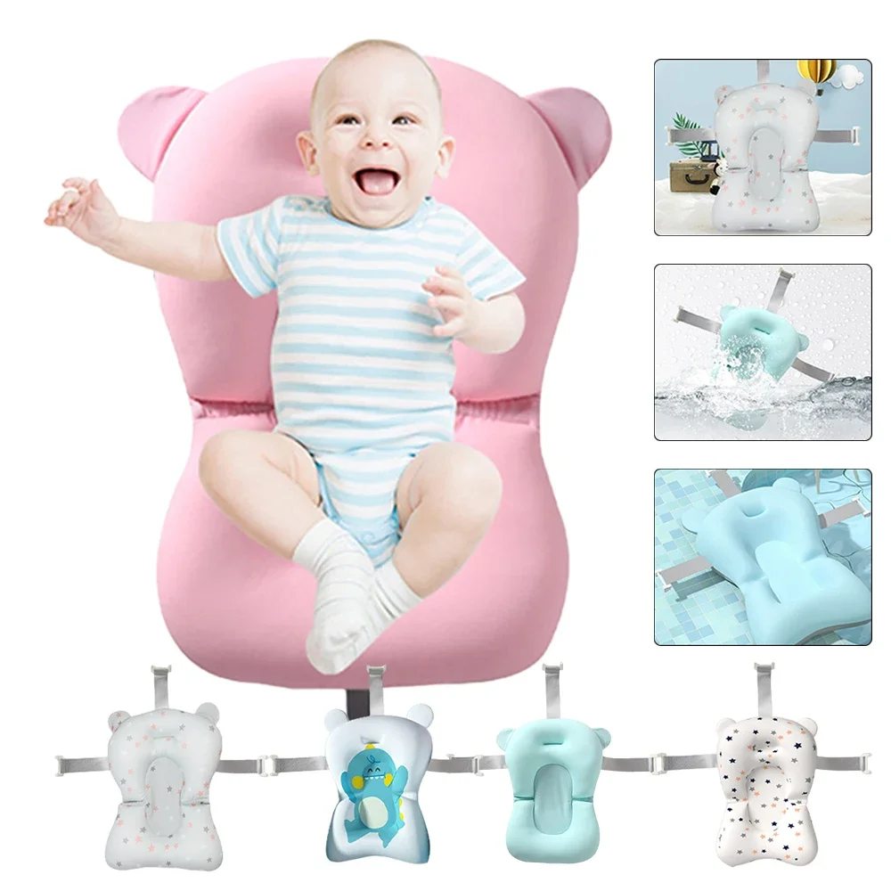 Newborn Baby Bath Cushion Seat Soft Floating Newborn Shower Bath Mat Portable Provides Comfort and Support for Baby 0-12 Months