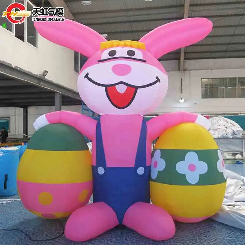Kommerzielles, maßgeschneidertes aufblasbares Osterhasenmodell, Außendekoration mit LED-Leuchten, riesiges Osterhasen für die Feiertagsfeier