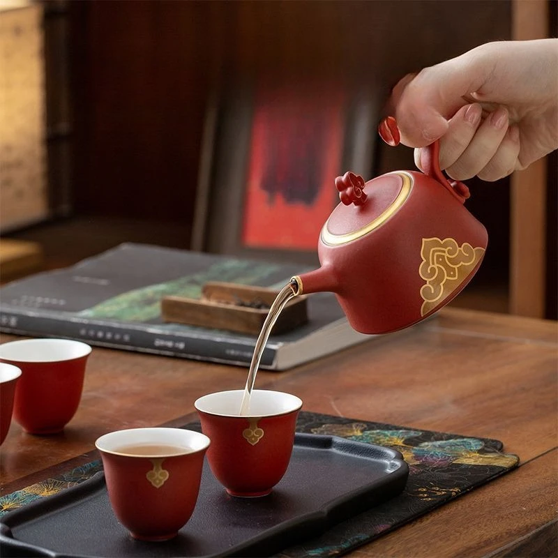 Tea set gift box, teapot teacup set, practical New Year, birthday gift for dad and elders