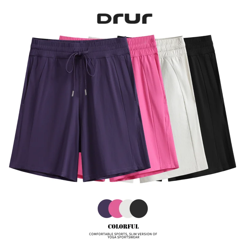 

Женские свободные быстросохнущие шорты для бега DRUR, легкие спортивные шорты с эластичной талией и карманами, летние пляжные спортивные шорты