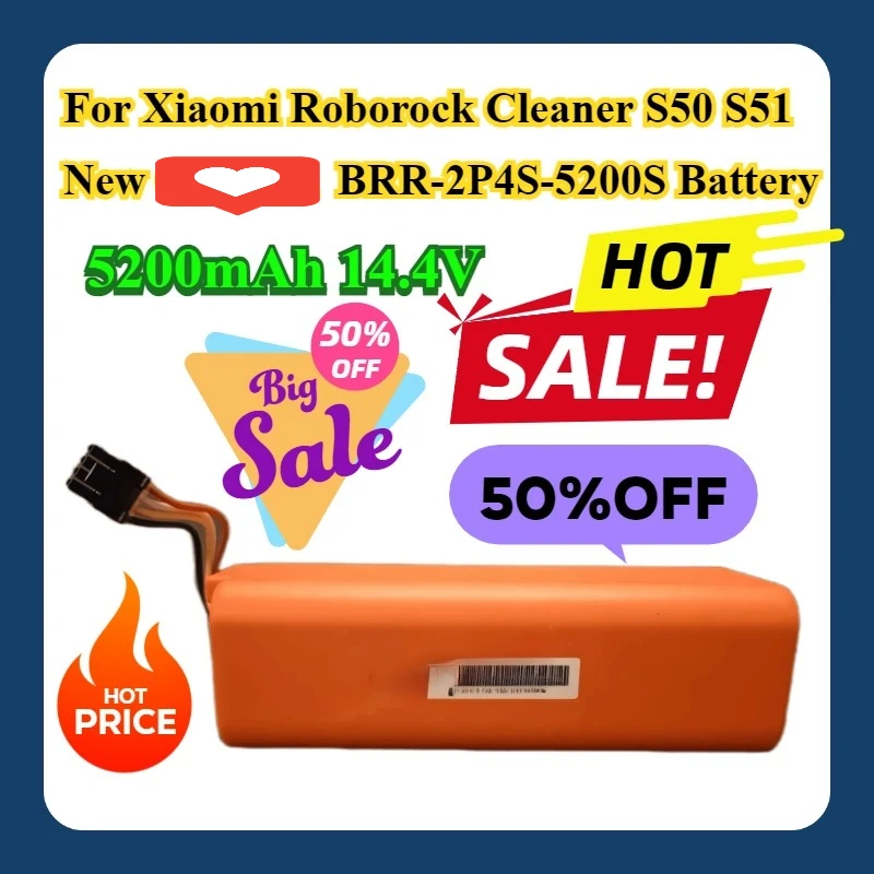 

For Xiaomi Roborock Cleaner S50 S51 New 5200mAh BRR-2P4S-5200S Battery