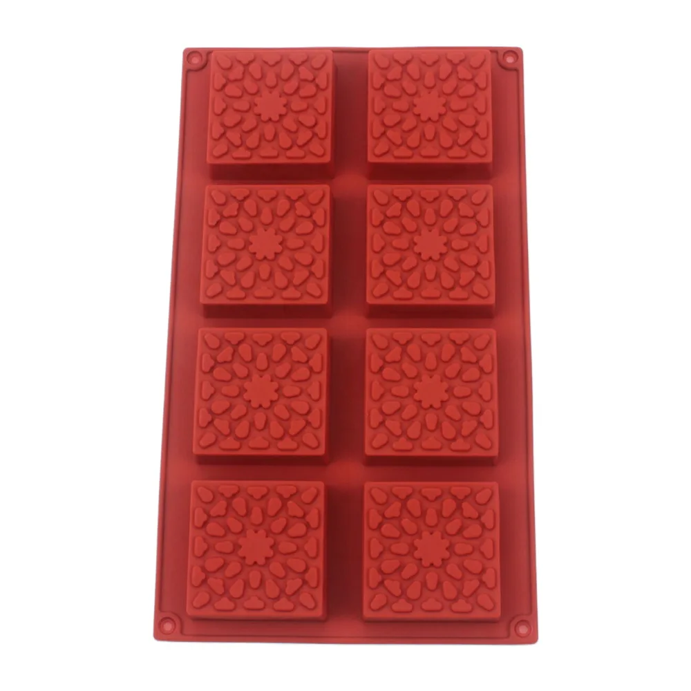 

Silicone Square Flower Printed Cake Mold 6 Hole Cake Decoration Food Grade Ice Cube Biscuit Pastry Mold DIY Chocolate Jelly Mold