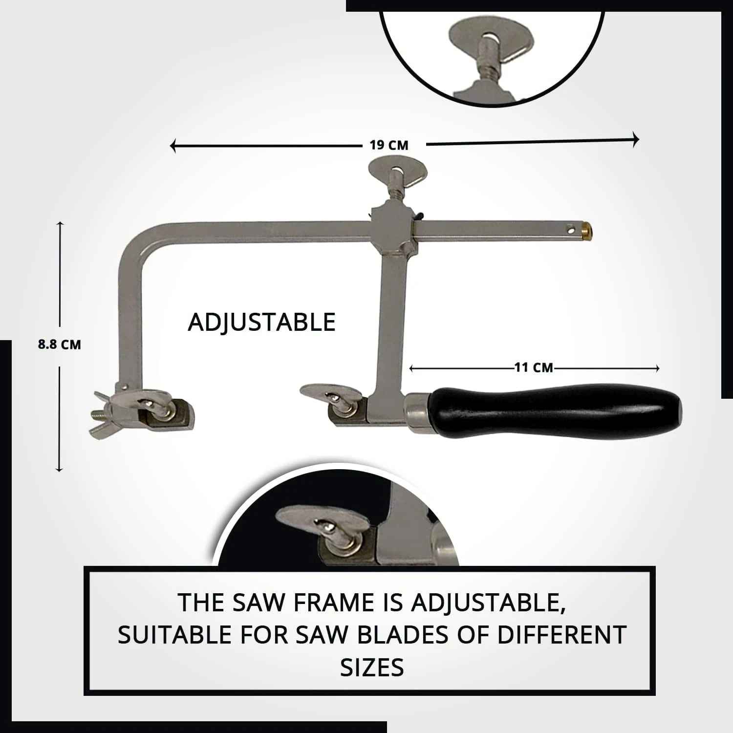 Adjustable Jewelers Saw Frame Black Plastic Handle 144 Blades Precision Tool for Jewelry Making Metal Work Model Crafting Hobby