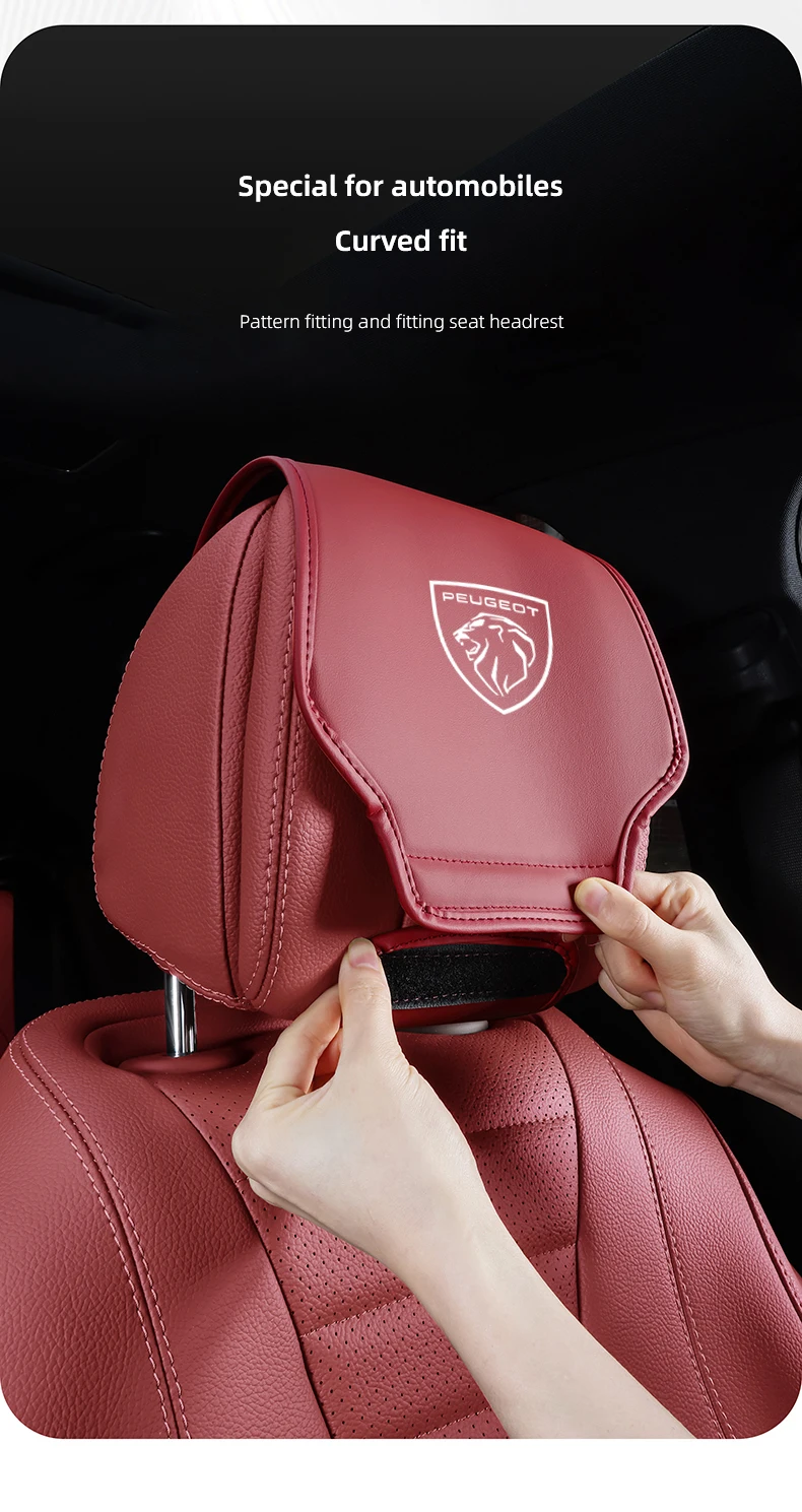 2 Stück Autositz-Kopfstützenkissen-Schutzhülle Zubehör für Peugeot 206 307 308 207 3008 208 407 508 2008 5008 301 406 408 607 – Detail 7