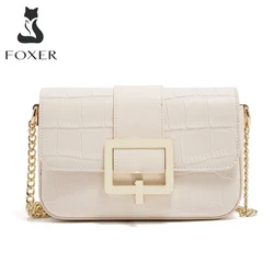 FOXER Split Leather Fashion Women Shoulder Bag Lady Crossbody Handbag Gift for Wife, Girlfriend