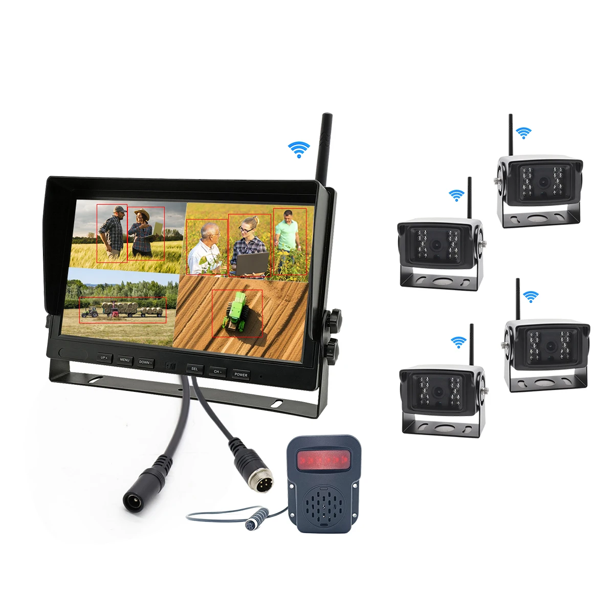 

2026PWAS 10,1-дюймовая беспроводная HD DVR система видеонаблюдения с камерой заднего вида и монитором для грузовиков, автобусов, сельскохозяйственной и строительной техники, с четырехканальным экраном