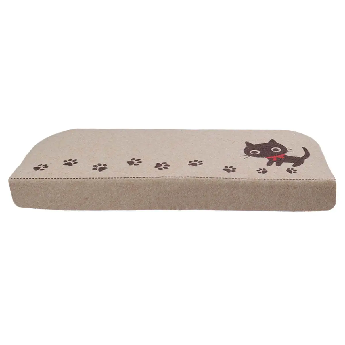 Kitten Pattern Non-Slip Stair Tread Mat for Home Stairs Washable Noise Reducing Comfortable Polyester PVC Cuttable Beige Stair