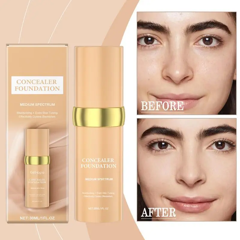 Liquid Foundation Full Coverage Face Base กันน้ํา Long Lasting Matte Moisturizing Brightening คอนซีลเลอร์ CC ครีมแต่งหน้า