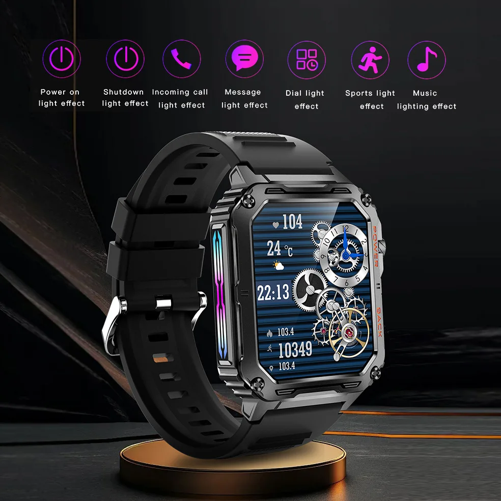 

LOKMAT Colorful Breathing Light Sport Smart Watch BT Call Waterproof Watch Message Push Fitness Tracker Health Smart Watch Men