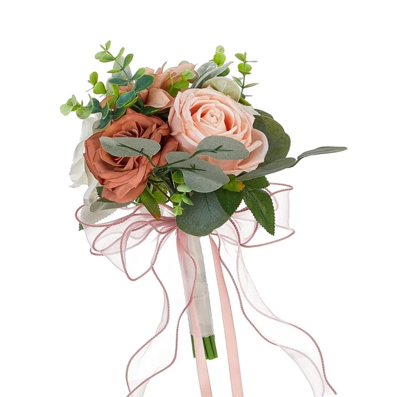 Elegante buquê casamento rosas artificiais decoração noiva com flores seda artificial