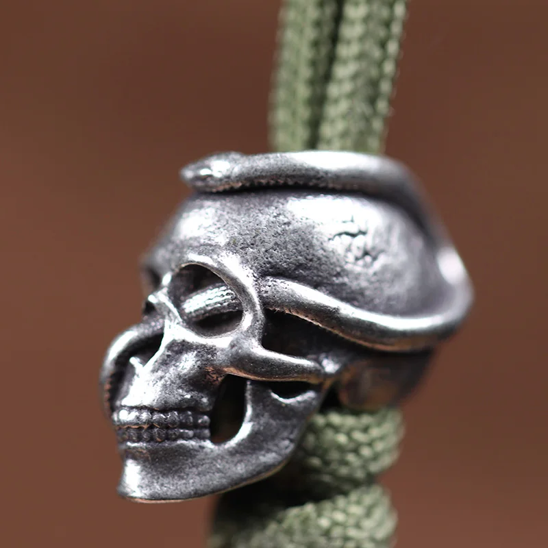 بيثون رأس جمجمة ثعبان سكين من النحاس الأصفر حبة ، EDC ملحقات Paracord في الهواء الطلق ديي ، المنسوجة الحبل قلادة المجوهرات ، سحر سوار فاتن #3