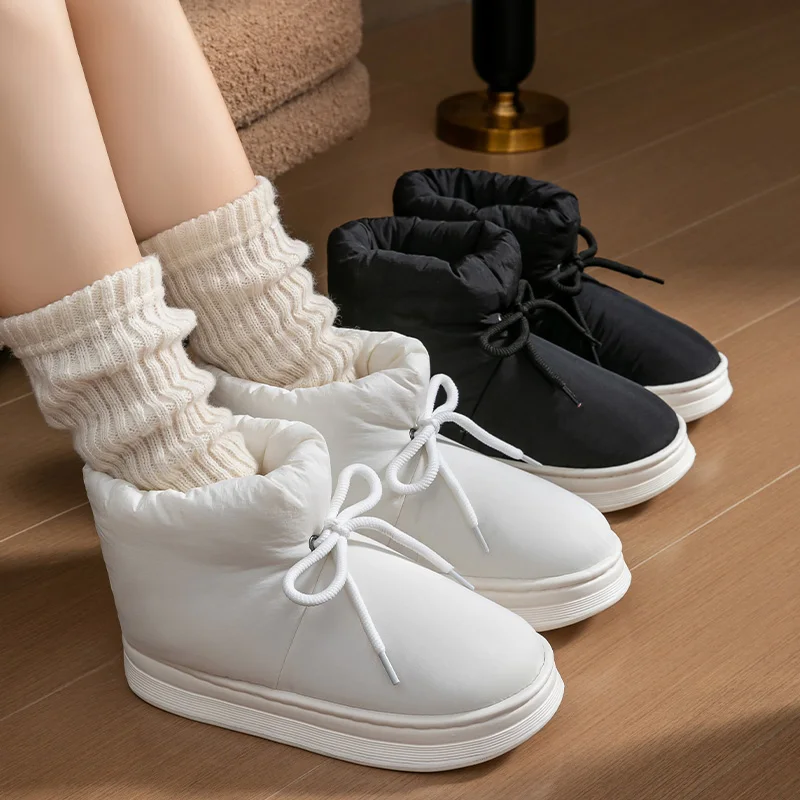 

High end cotton slippers for women, winter new style, bag heel, slip resistant snow boots with plush insulation and down