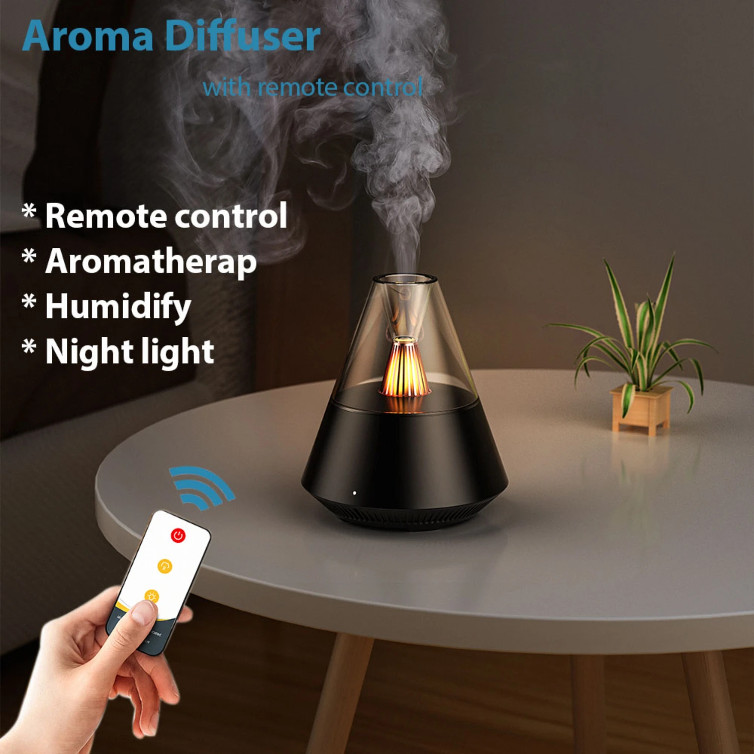 

Portable Diffuser USB Air Humidifier Essential Oil Night Light Cold Maker Sprayer for Gift Bedroom Remote Contro