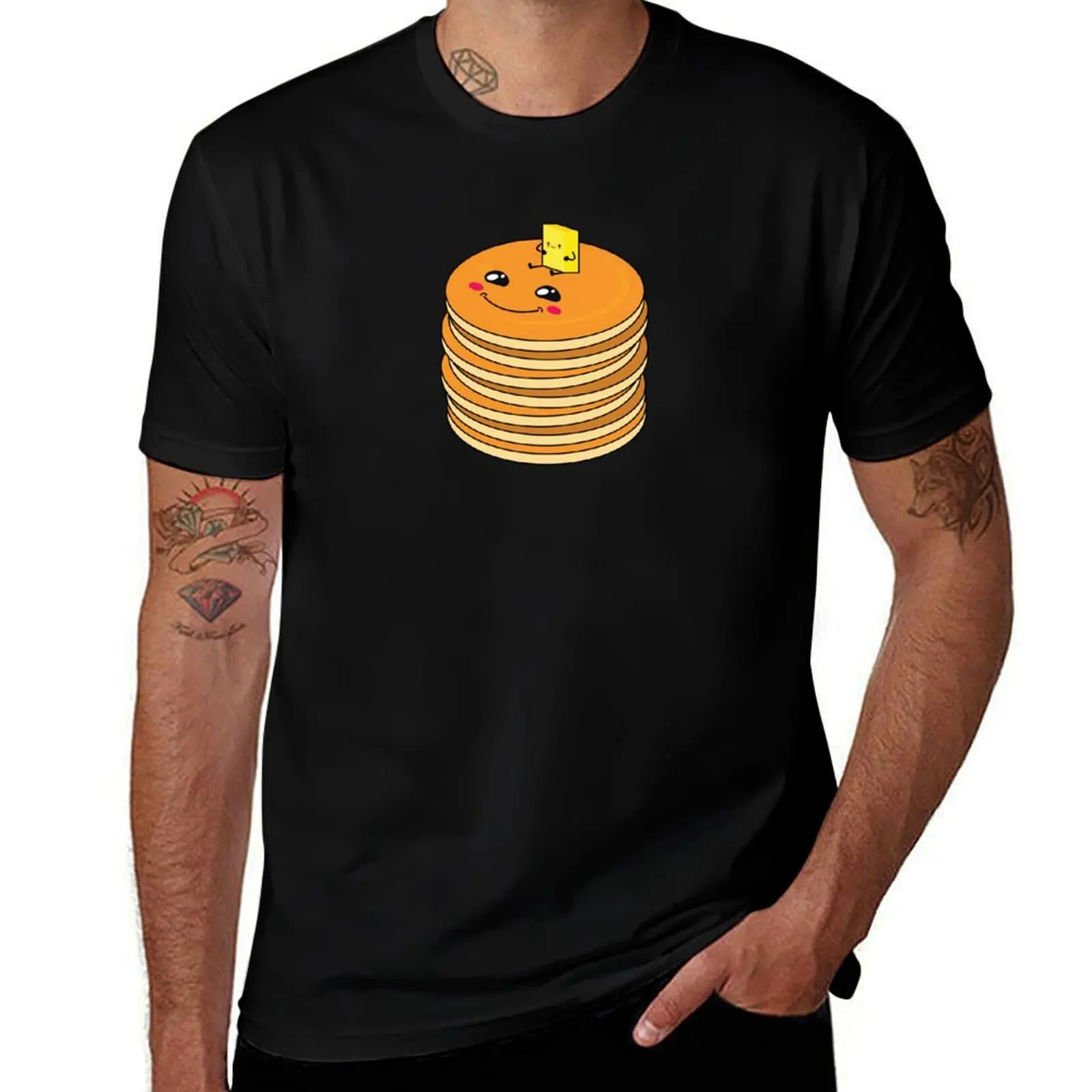 

Cute Kawaii Pancake Stack for Pancakes Lovers T-Shirt funny t shirts dark humor t shirts for man pack cotton T-shirt
