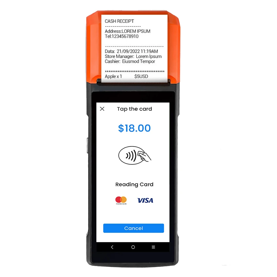 

Support SoftPOS Android Handheld Order Receiving Mobile POS Device NFC Card Reader Payment Terminal R330 Plus