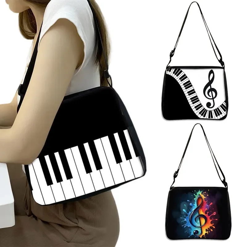 

Elegant Musical Notes Piano Keyboard Graphic Print Women Shoulder Bag Ladies Handbag Large Capacity Totes Female Messenger Bags