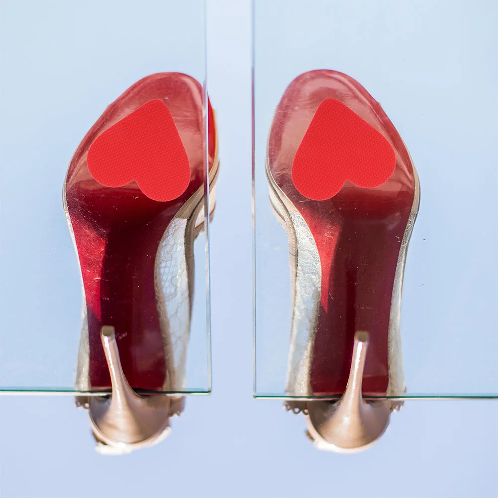 

6 Pairs Red Heart Shaped Non Slip Stickers High Heels Shoes Sole Protectors Adhesive Pads Wear Resistant Mute Grips Women Men