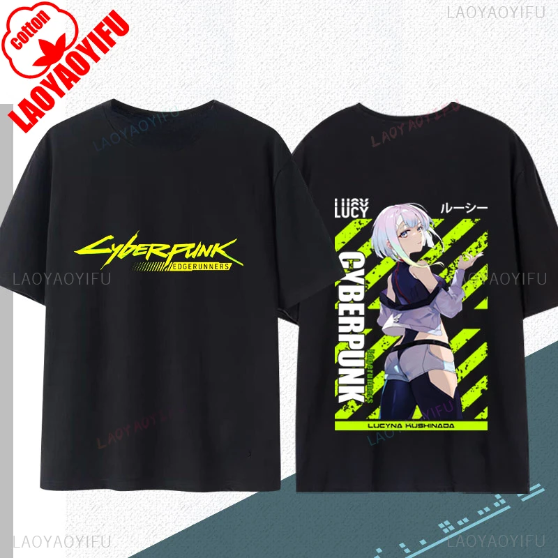 New Arrival Breathe Tops Japan Anim Cyberpunk: Edgerunners T-shirt cotton Casual Loose Otaku T Shirt Kawaii Lucy Printed Tee