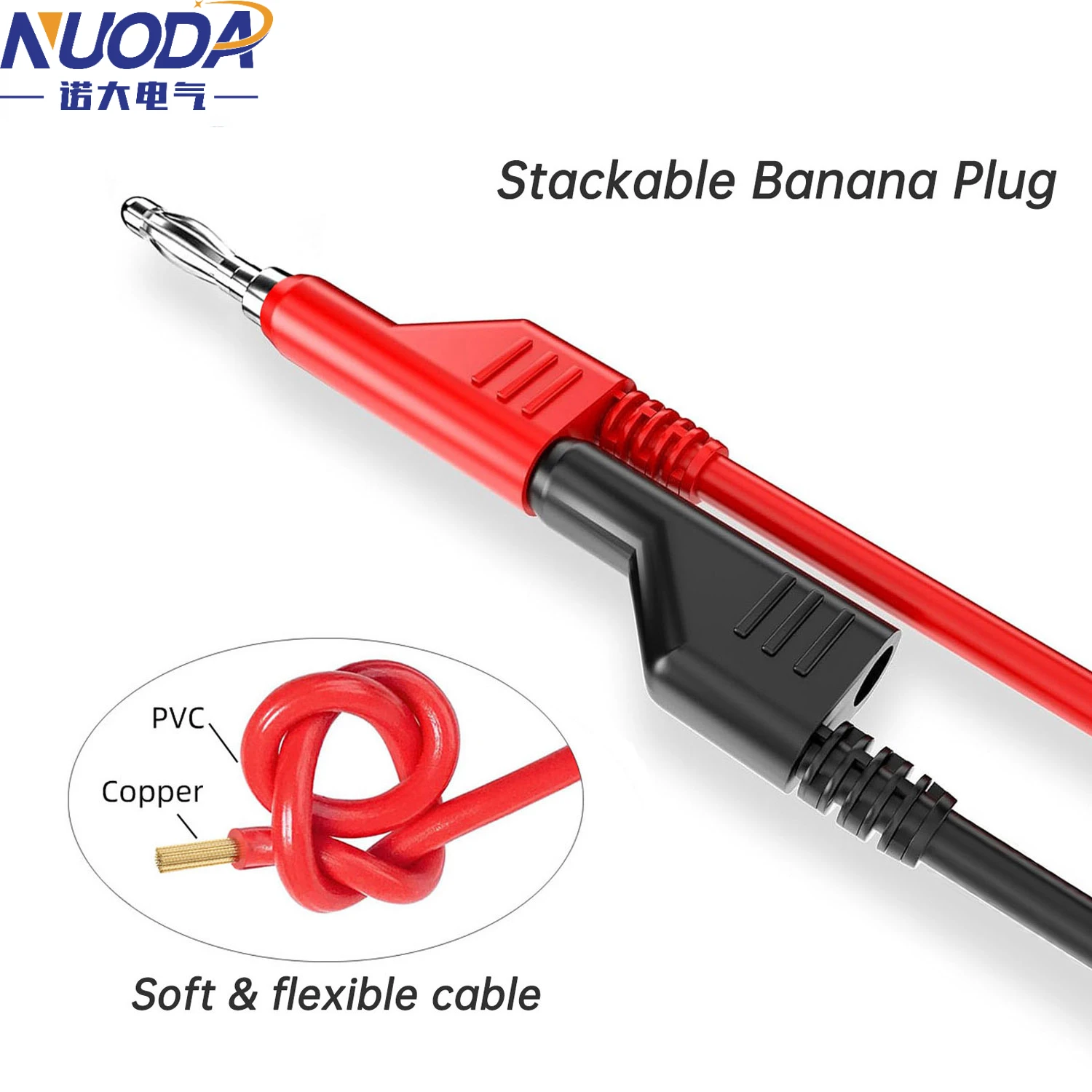 Imagem -03 - Empilhável Banana Plug para Jacaré Crocodilo Grampo Multímetro Test Leads Cabo Pvc Macio 1m 2m 3m Fio mm P1037 Pcs