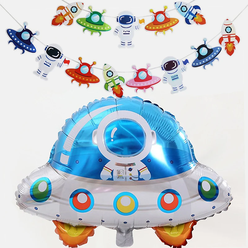 Large Standing Astronaut Spaceman Rocket Balloon Outer Space theme Boy Birthday Party Decoration Kids Baby Shower Party Supplies