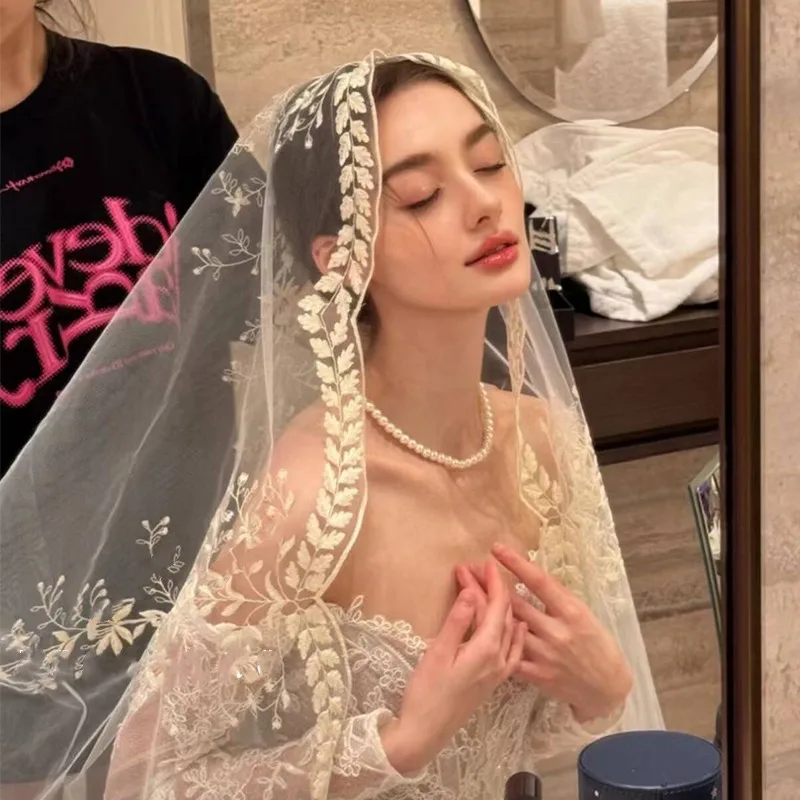 Wedding Veil All Lace Edge Long Luxurious Bridal Veil White/ivory With Comb Tulle Cathedral Velo De Novias Wedding Accessories