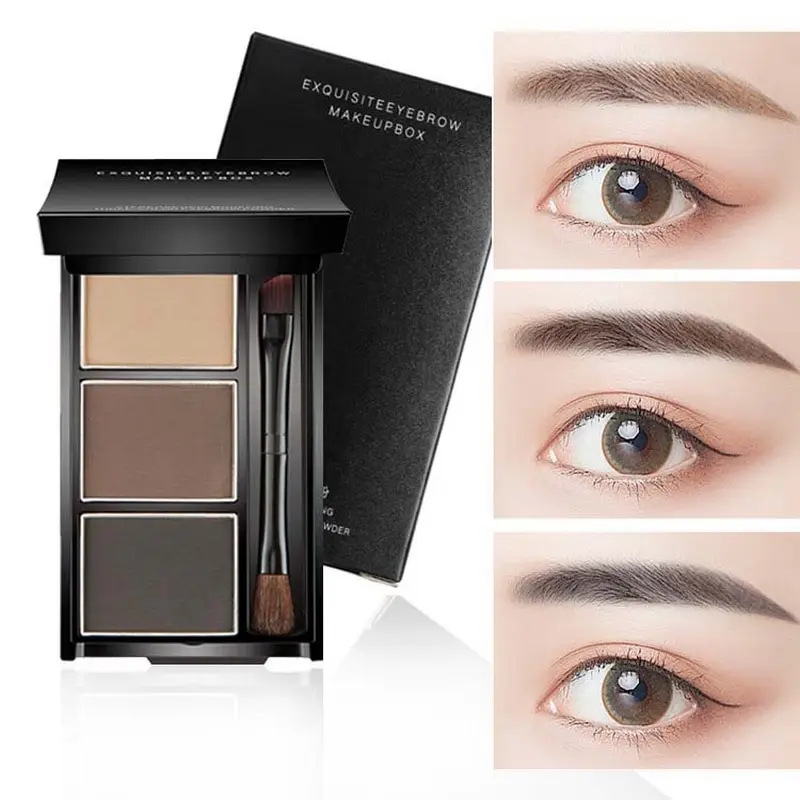 Tri-Color Eyebrow Powder Not Easy To Smudge Three-dimensional Natural Eyebrow Powder Highlight Powder Nose Shadow