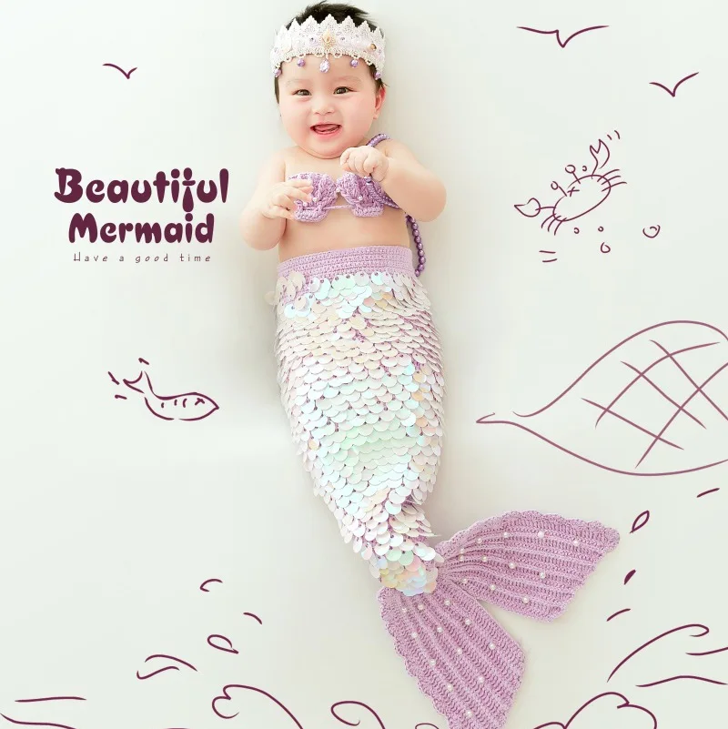 

Newborn Photography Props Themed Mermaid Suits Photo Studio Take Photo Background 0-100 Days Baby Shooting Accessories