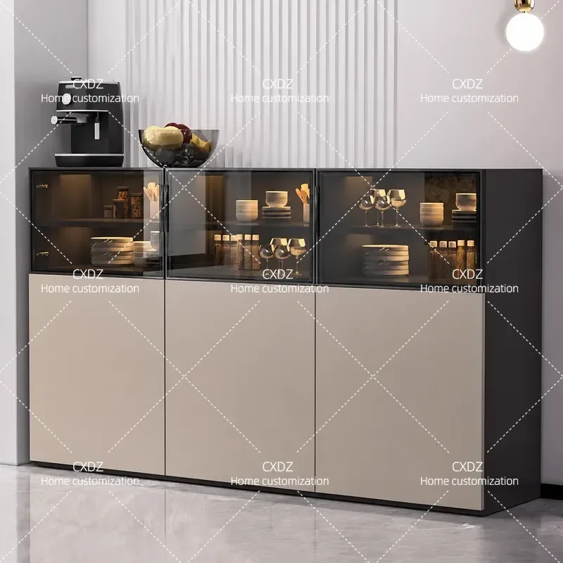 Solid Wood Dining Side Cabinet Wine Storage Unit Living Room Wall Mounted Locker Sofa Side Table Integrated Storage Cabinet