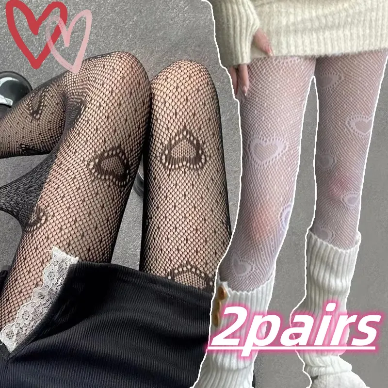 Herzblumen-Netz Japanische Mädchen-Lolita Ins Strumpfhosen Weiße Netzstrumpfhose für Damen Sommer Leggings Strümpfe