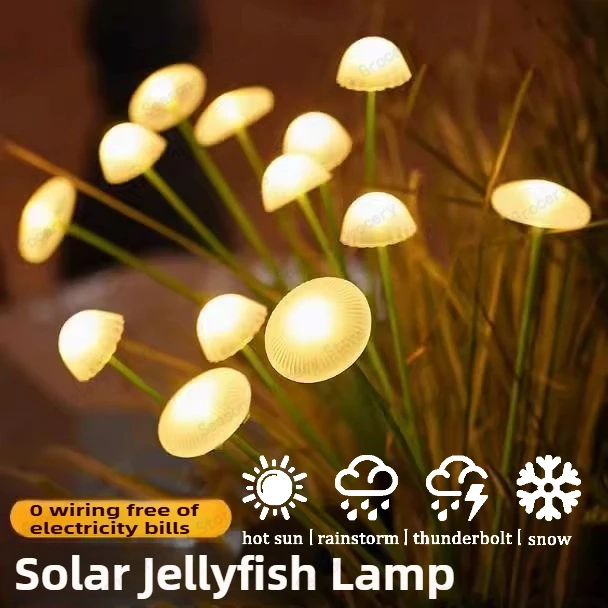 

Solar Jellyfish Light Outdoor Courtyard Landscape Fiber Optic Atmosphere Garden Balcony Mushroom Ground Decorative Insertion
