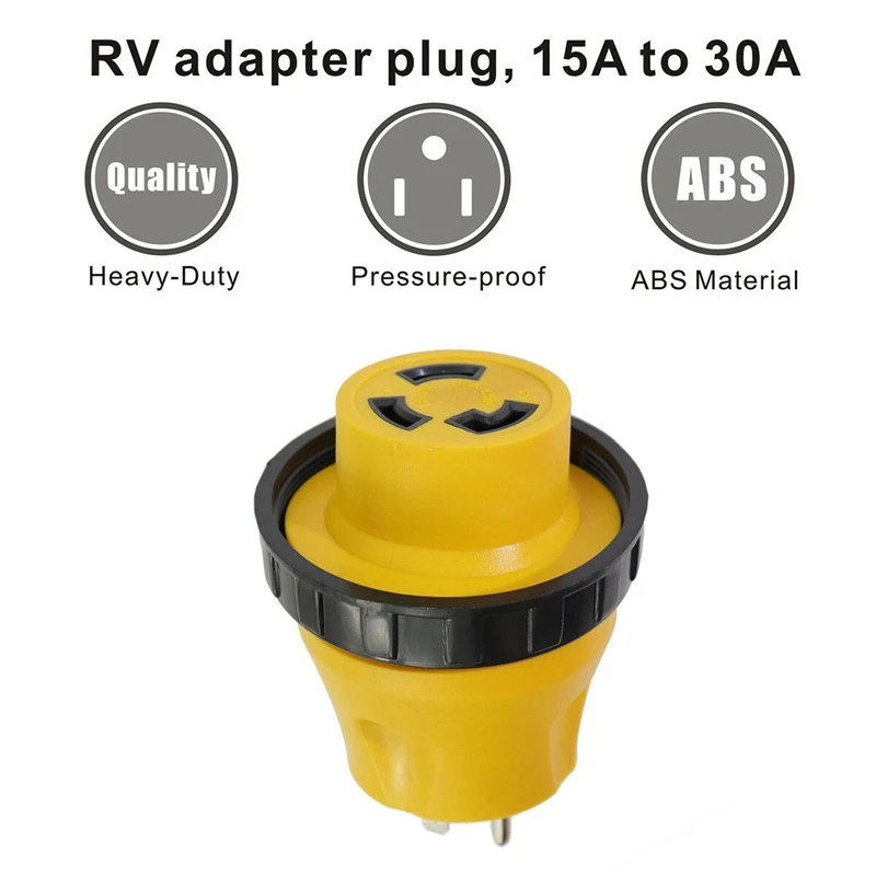 15A Male To 30A Female Heavy Duty Locking Plug Connector Power Cord Replacement Receptacle Handle RV Parts & Accessories