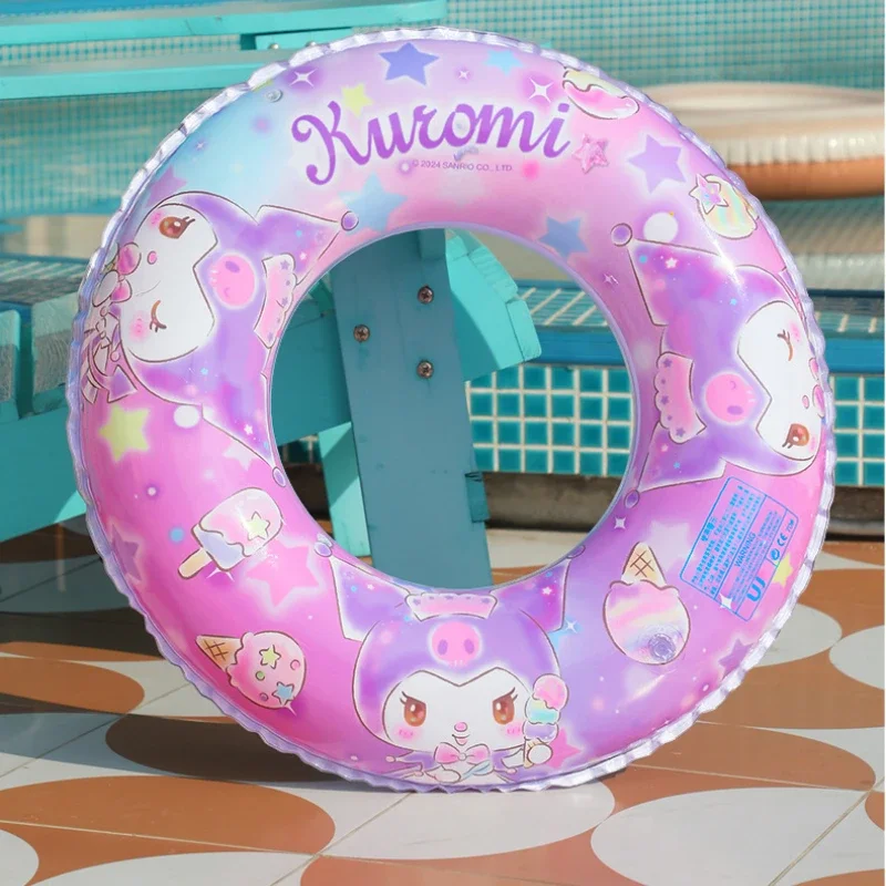 Anime PVC Kinder-Schwimmkreis, Badekappe, Schutzbrille, Cartoon Kuromi Melody, dicker Glitzer, Strandparty, Wasserspielzeug