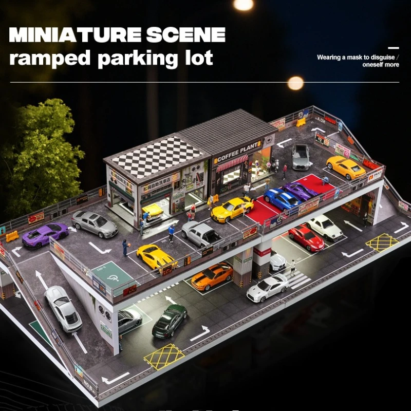 Dubbellaags oprit parkeerplaatsmodel voor 1/64 schaal automodel simulatie garage scène vitrinekast collectie home decor