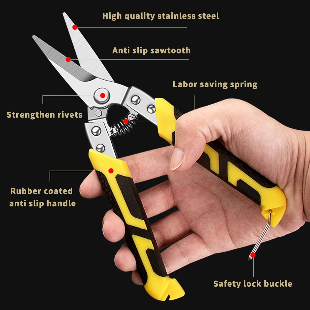 TUPI Commercial-Grade Aviation Snips | Stainless Steel Shears with Locking Mechanism, for Sheet Metal/Plant Equipment Servicing